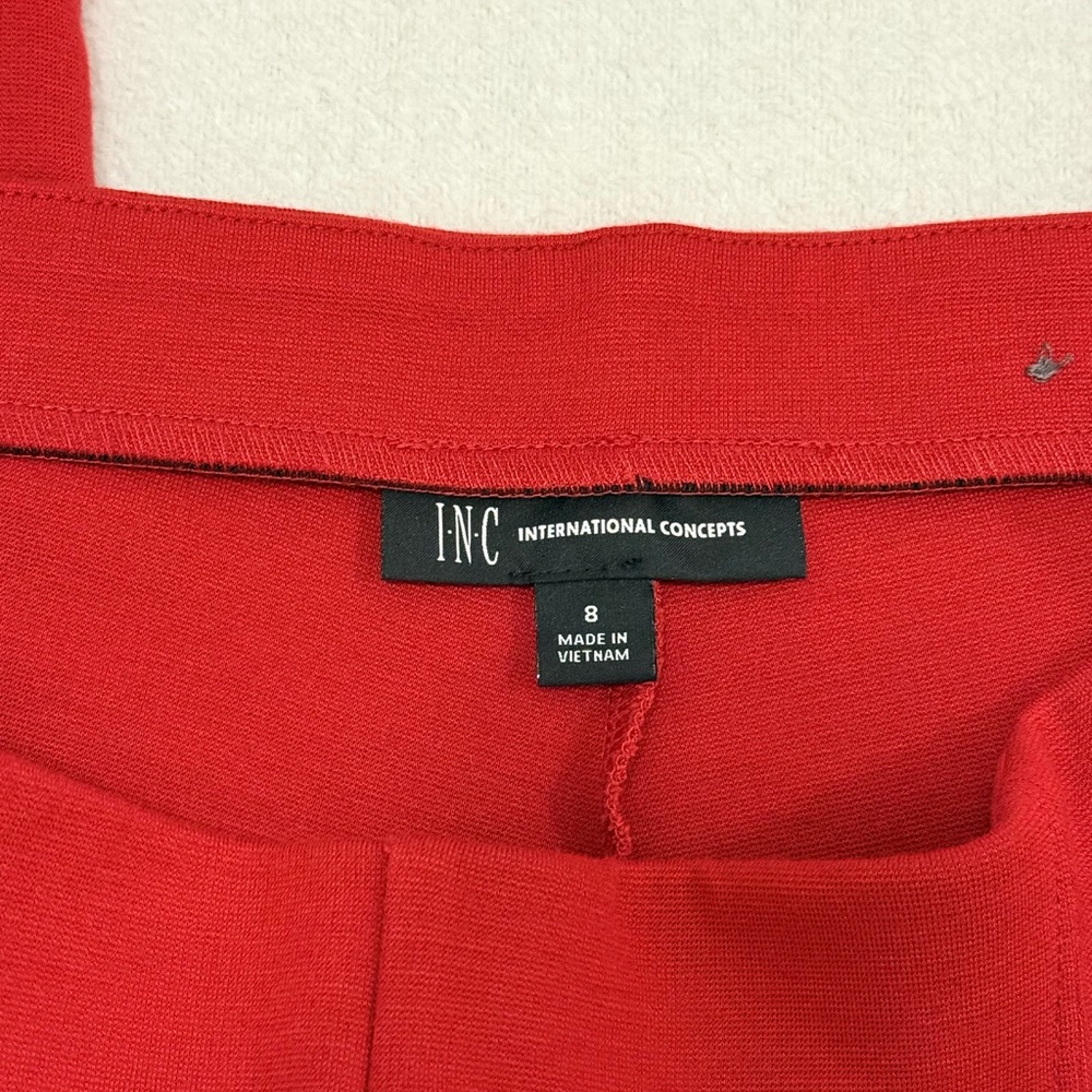 INC International Concepts Red Skinny Pants Zipper Detail Size 8 - Picture 4 of 8